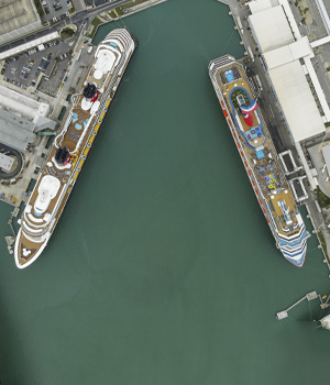 Aerial image of cruise ships at Port Canaveral