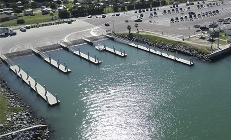 Aerial view of Port Canaveral's public boat ramps