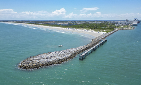 Aerial image of Jetty Park looking west